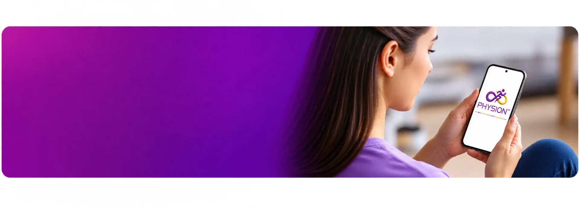 Woman using the Physion app on her phone